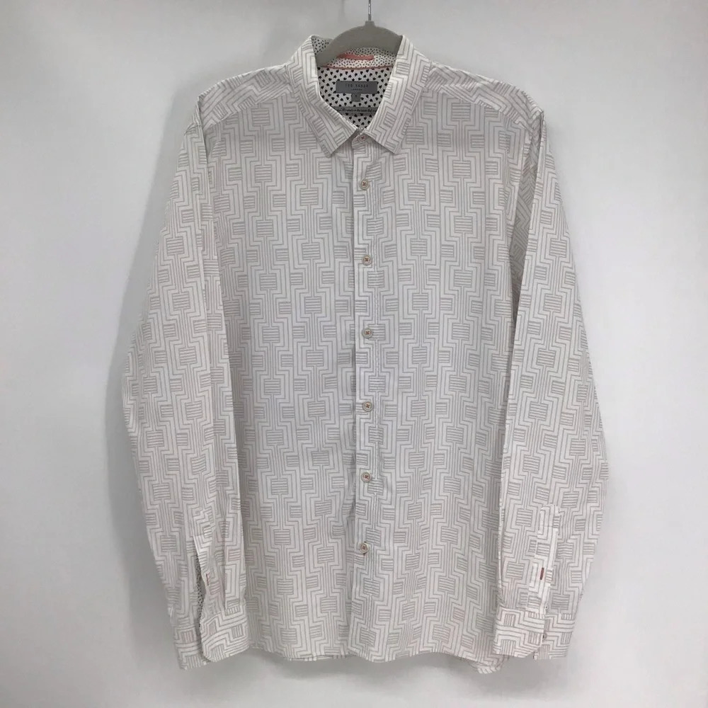 Ted Baker London Men’s Geometric Print Long Sleeve Casual Shirt Size L Ted 5